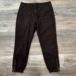 CAbi Chocolate Brown Utility Joggers with Ankle Zippers